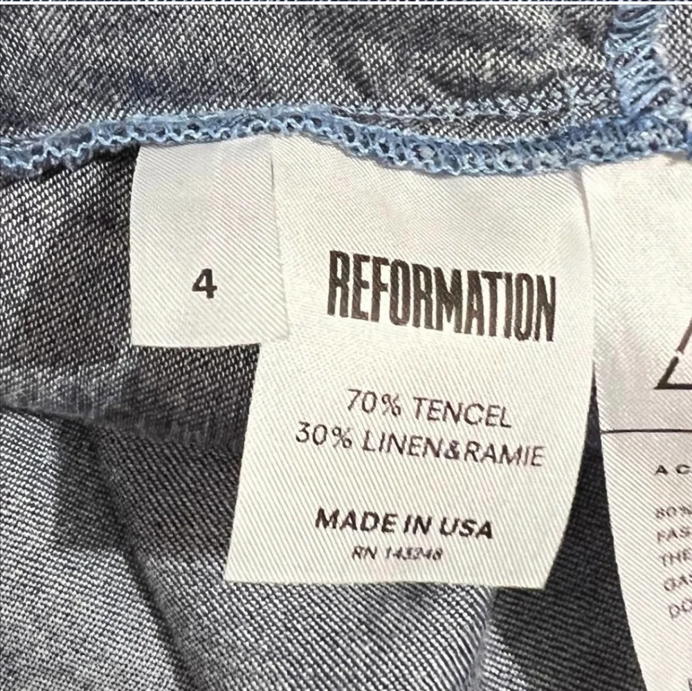 Reformation Miramar Linen Blend Chambray Tie Front Mini Dress Size 4 - Picture 8 of 11